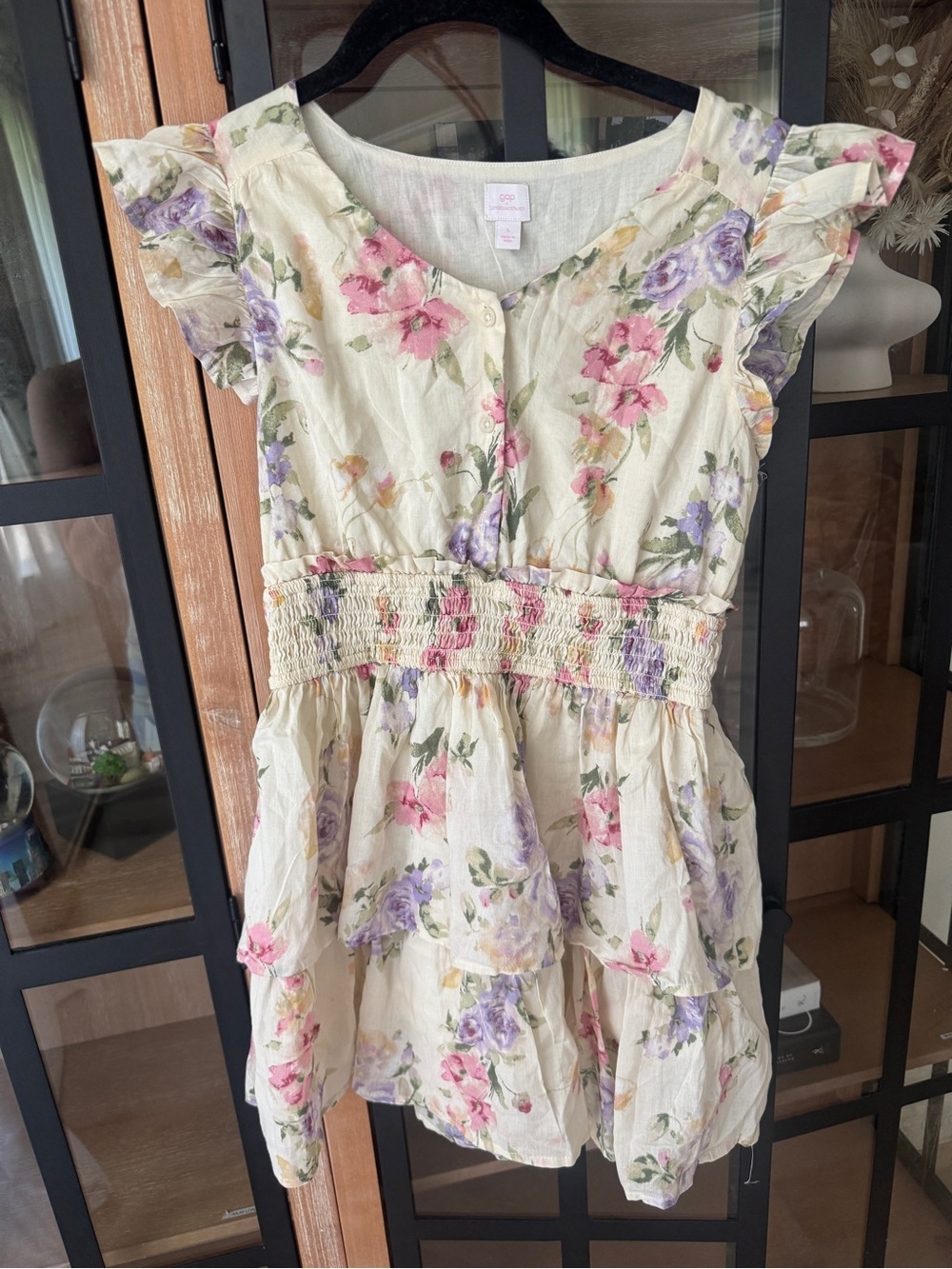 Gap × LoveShackFancy Girls Floral Flutter Sleeve Mini Dress Ruffle tiered preppy
